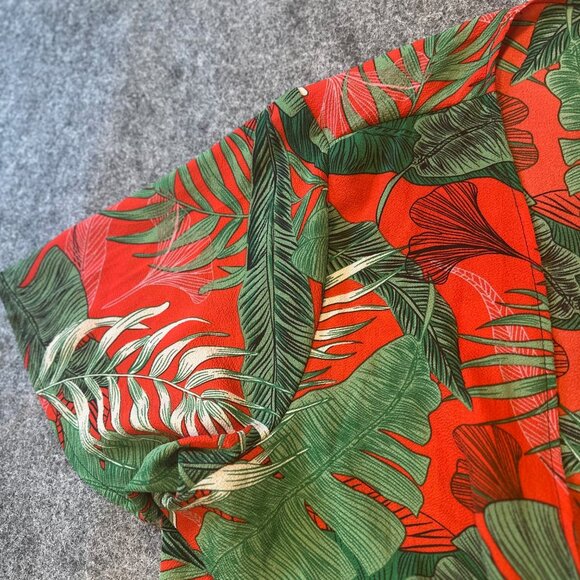 SHEIN Curve Womens Tropical Print Knot Front Crop Blouse 2X Beachy Summer NWOT - Picture 9 of 16